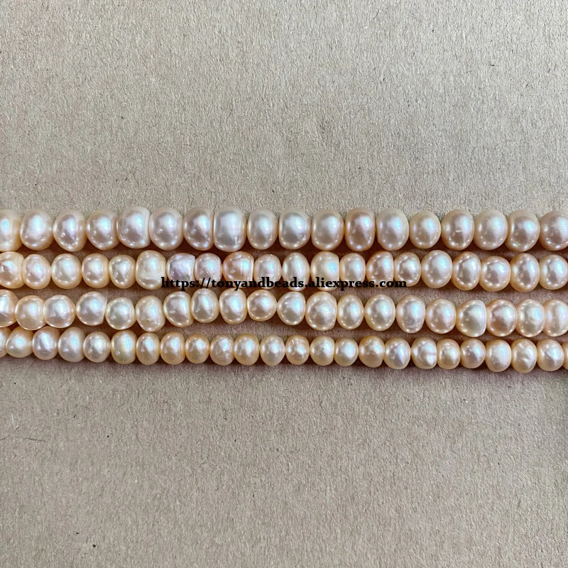 A Quality Genuine Natural Fresh Water Pearl Pink Color Rondelle Loose Beads 15