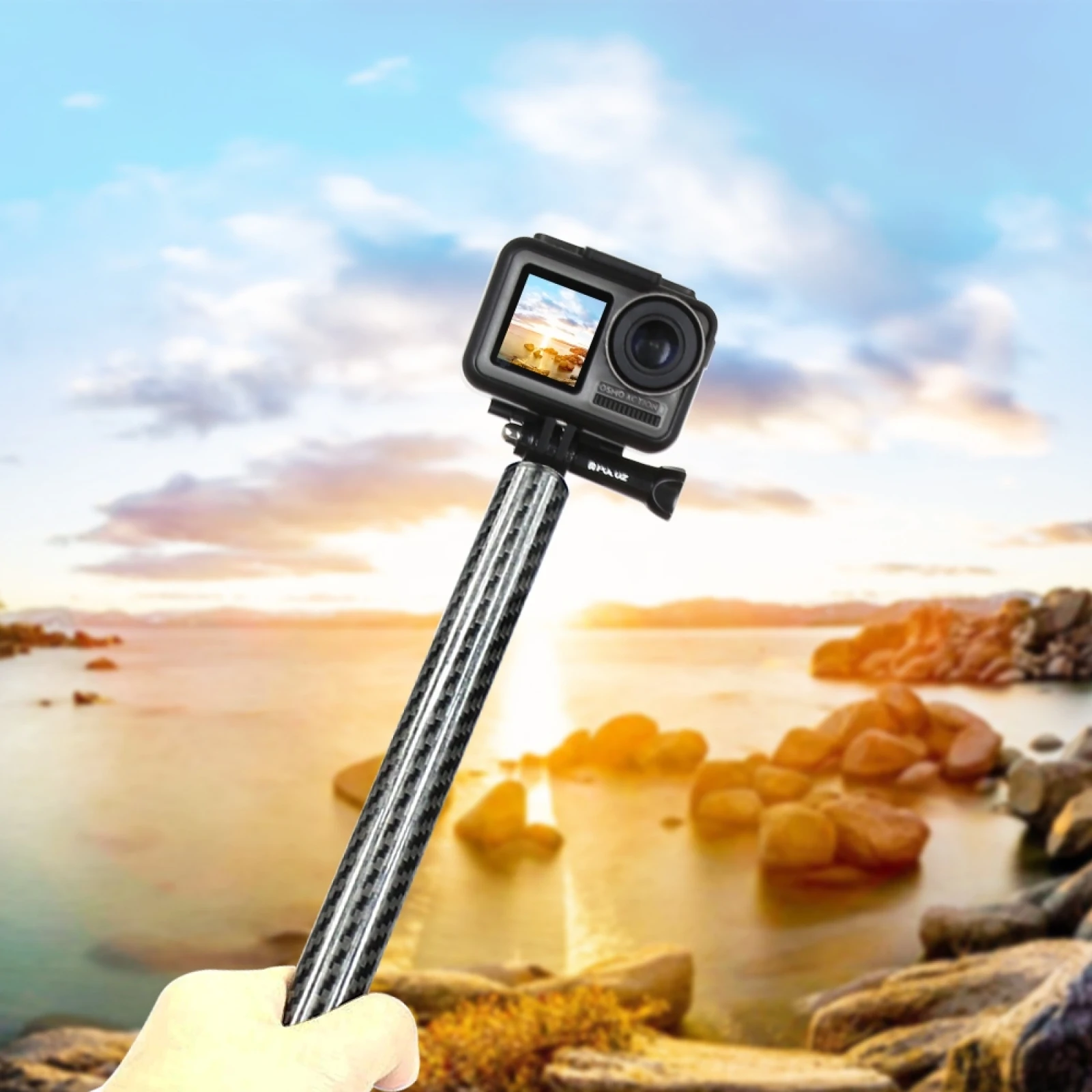 PULUZ 275 mm 250 mm Stop Aluminium i Włókna Węglowego Pływających Pływalności Selfie-stick Przedłużacz Pręty do GoPro HERO / DJI Osmo Action