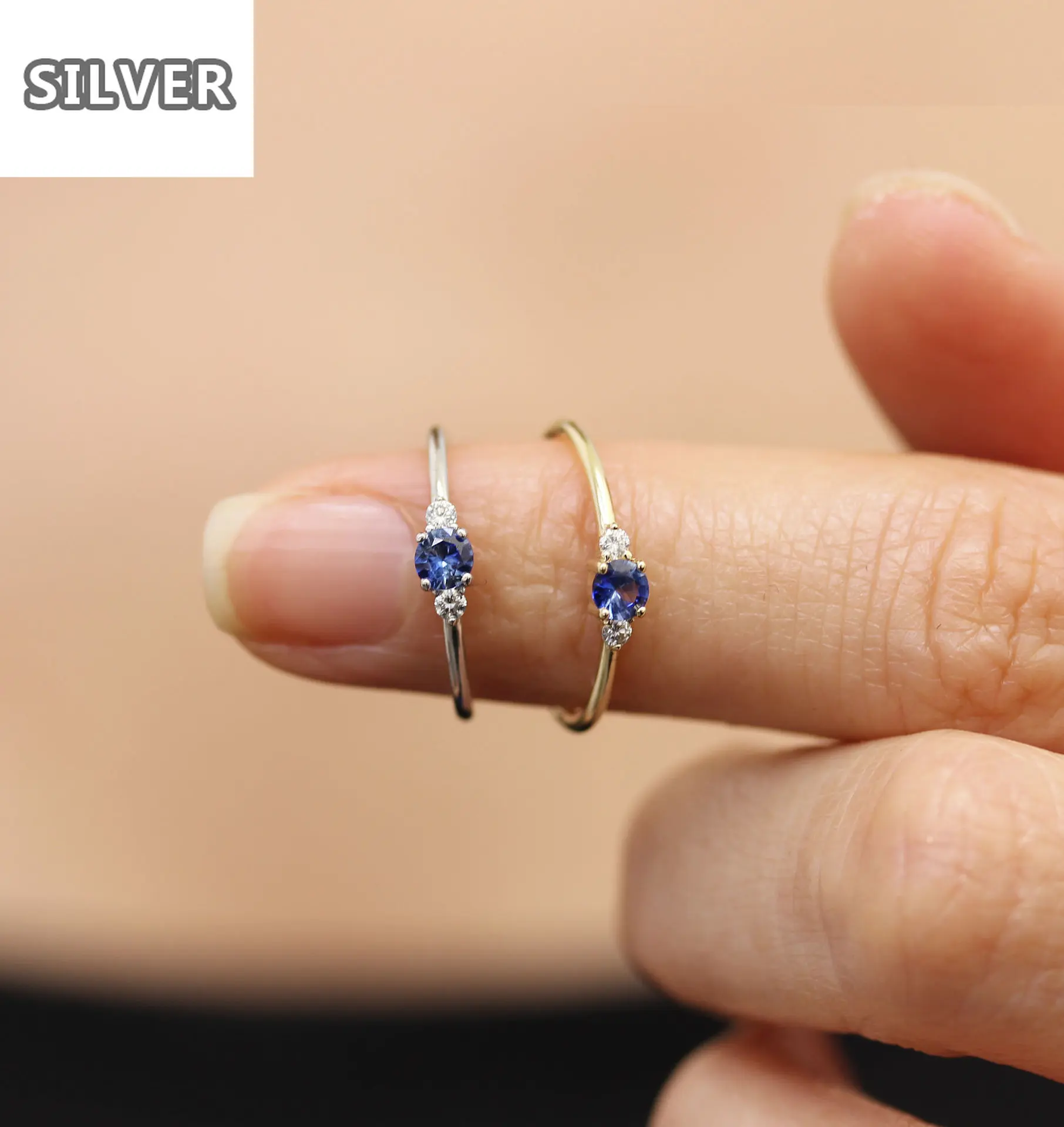 925 Anillos Silver 2 Color Simple Color Ice Crystal Sapphire Pierścień Żeński Diamentowe Pierścienie Dla kobiet 14 k Złota Biżuteria