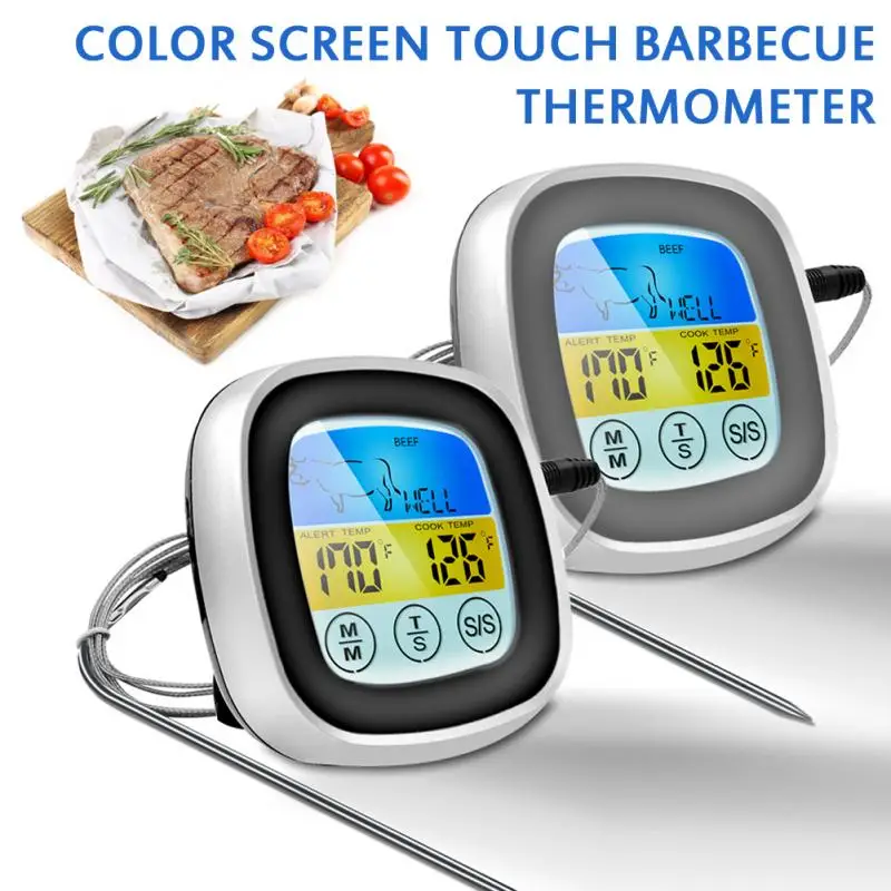 Ekran Dotykowy Gotowania Bezprzewodowy Termometr Do Mięsa Cyfrowy Bbq Grill Miernik Temperatury, Sonda Timer I Alarm Temperaturowy