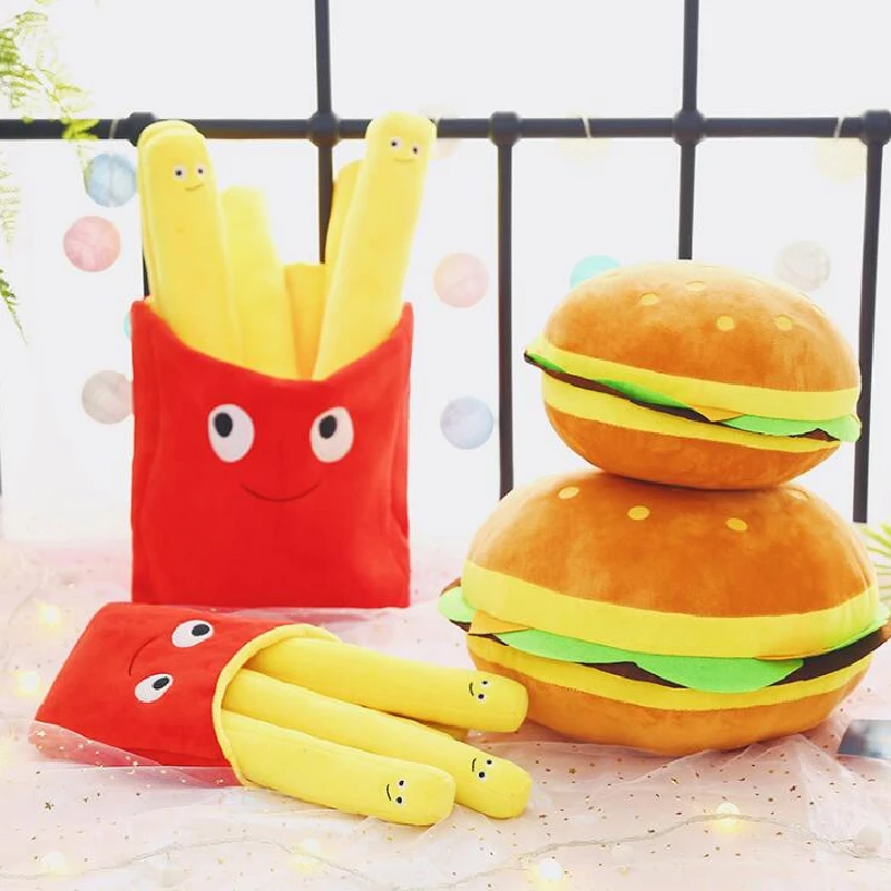 Kreskówka Hamburger Francuska Kiełbasa Pluszowe Poduszki Poduszka Miękkie Lalki Kojące Zabawki Dla Dzieci, Prezenty Na Urodziny