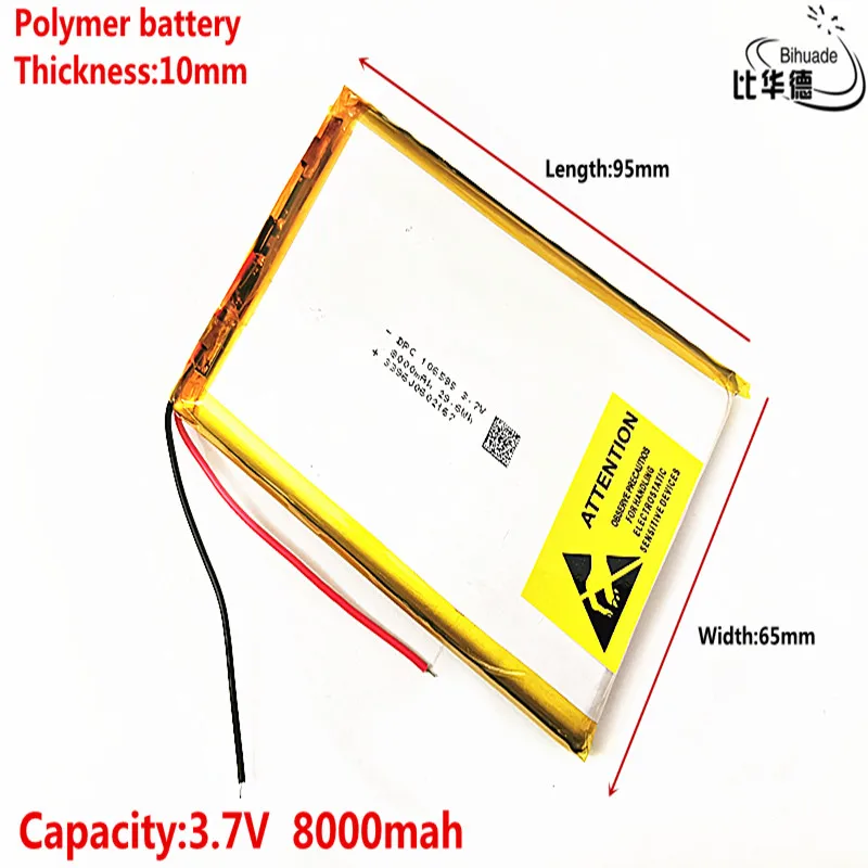 Litrowej energetyczna bateria Good Qulity 106595 3.7 V litowo-polimerowy 8000 mah DIY mobile emergency power battery charging