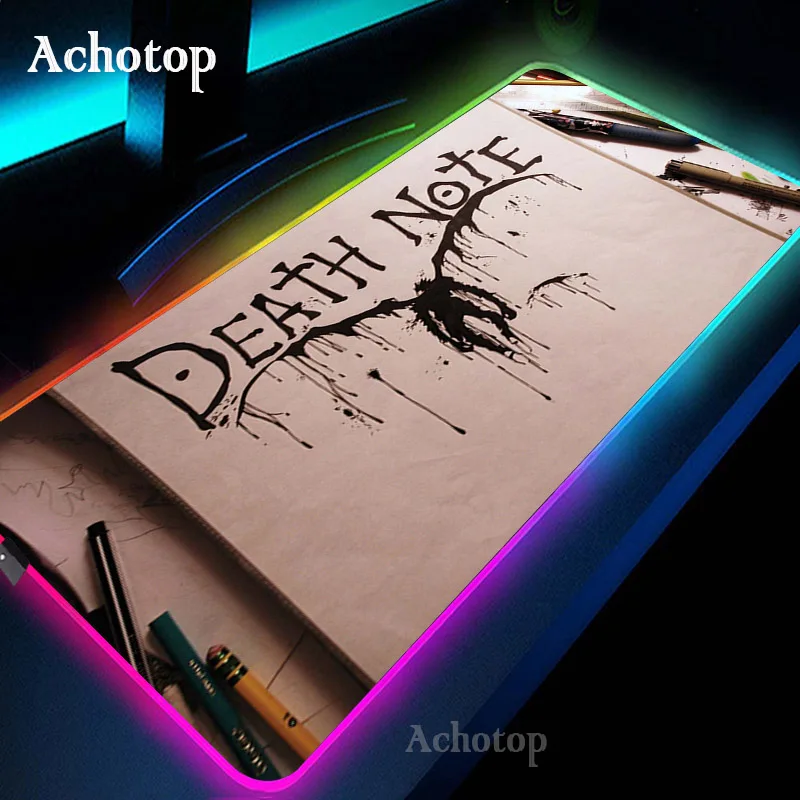 Death Note LED Light Mousepad RGB Keyboard Anime Desk-mat Colorful Surface Mouse Pad Wodoodporny World Computer Gamer CS Dota