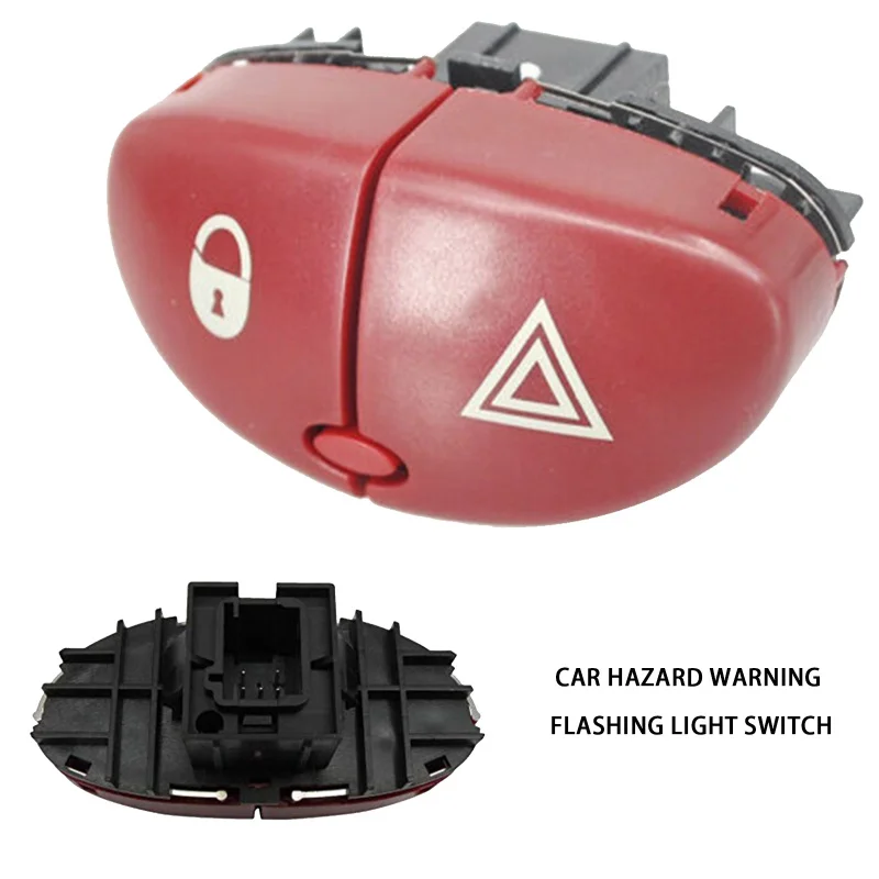 1 Szt. Czerwony Sygnał Niebezpieczeństwa Alarm Przełącznik Zagrożenie Włącznik Światła Przycisk do Peugeot 206 207 Citroen C2 6554L0 96403778JK