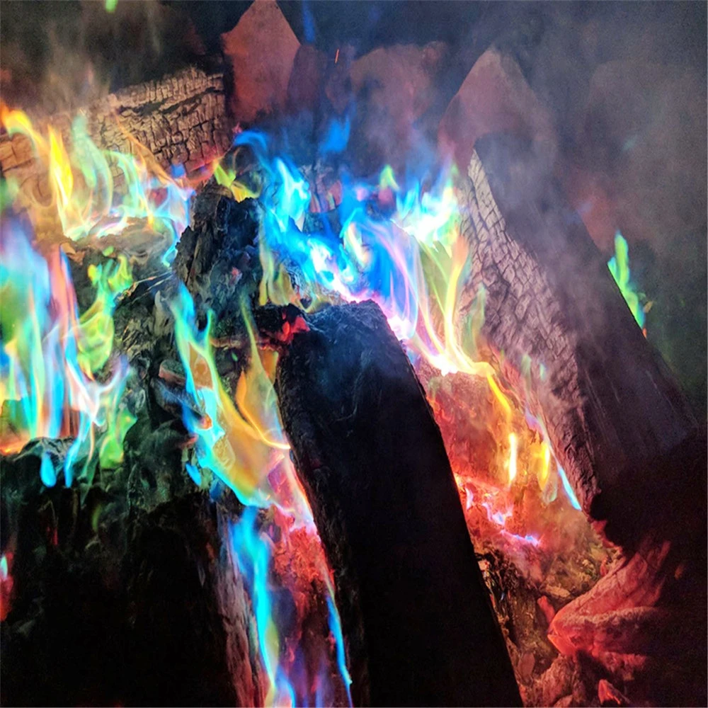 Mistyczny Ogień Magia 10 g/15 g/25 g Kolorowy Płomień Proszek Ognisko Saszetki Pirotechnika Magiczny Trik Odkryty Camping Turystyka Przetrwanie