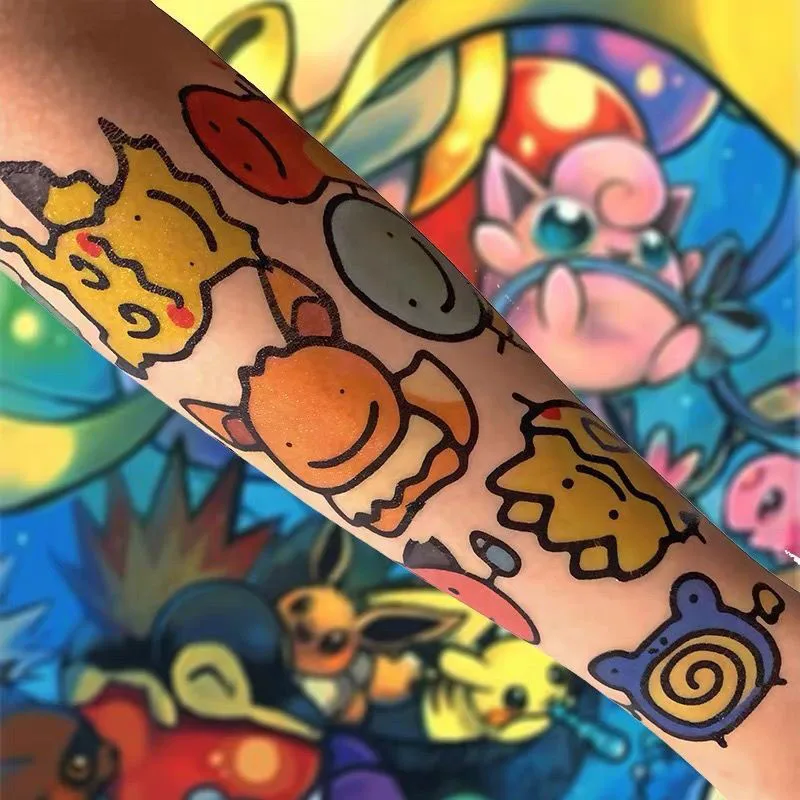 Pokemon duży rozmiar tatuaż Naklejka wodoodporna Pikachu naklejka śmieszne kreskówka dziewczynka boże Narodzenie prezent na urodziny nagroda zabawki
