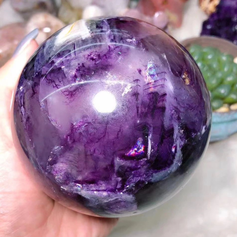 Naturalny fioletowy fluoryt kryształowej kuli , kamień naturalny ,Zdrowe kryształ klejnot Zakres Reiki