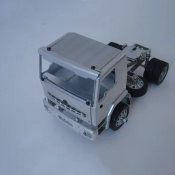 Skala 1:32 2-осный przyczepa ciągnik stop aluminium model ciężarówki do ciężarówki pojemnik samochód DIY zabawka z podświetleniem led tryb Akcesoria
