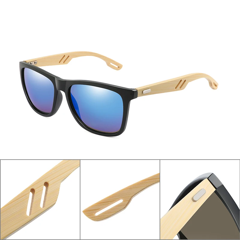 Bambusowe, Drewniane Okulary przeciwsłoneczne Marki-Projekt Męskie Kwadratowe Okulary damskie Lustrzane Okulary Retro Okulary UV400 Odcienie gafas