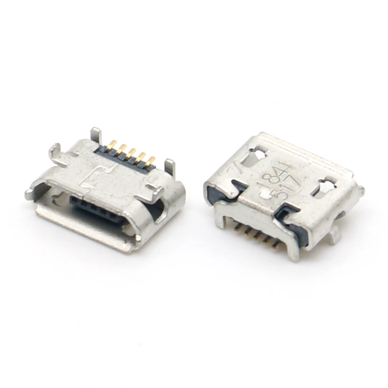 100pcs Micro USB 5pin Jack Ox horn 7.2*4.85 MM Mini-usb Złącze DIP4 do ładowania telefonu komórkowego G11 mocowanie typu stopa gniazdo ładowania