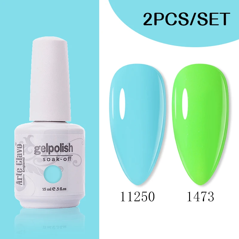 Arte Clavo Nail Gel Polish Kit 2PCS/3PCS/4PCS Set Soak Off UV LED Nails Polish Set Semi Permanent Nail Art Gels Emalia 15 ml