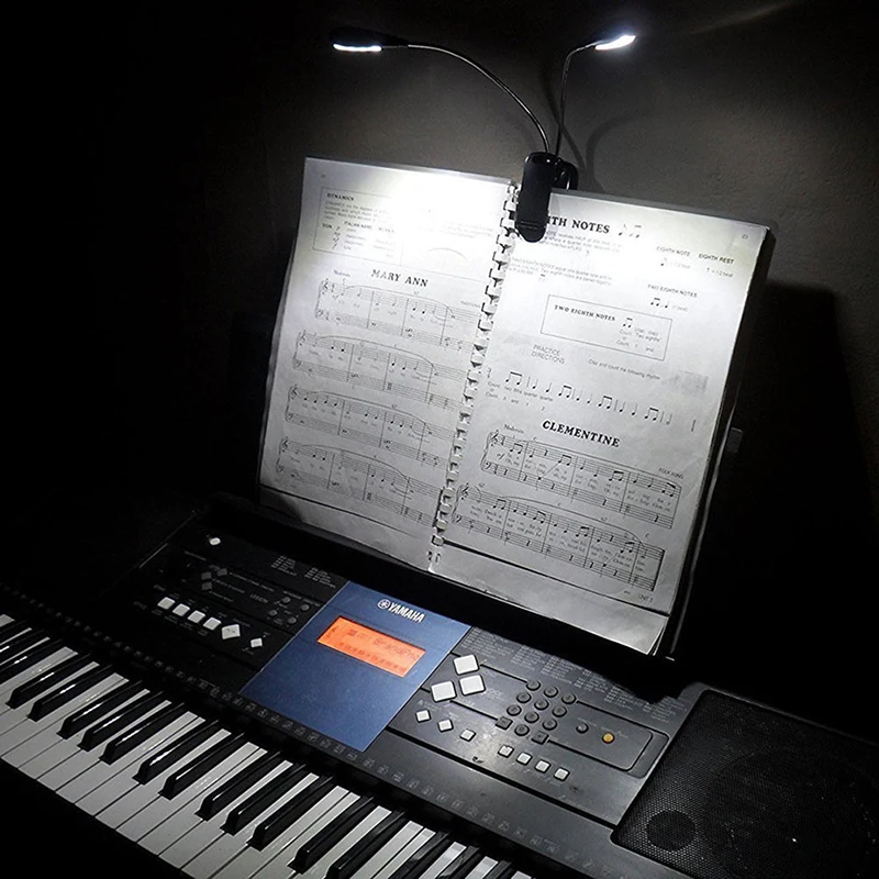 Regulowane 2 Podwójne Ręce 4 Led Klip na led lampy do sztalugi i Czytania książek Gitarowy arkusz Kurze szyi Muzyczne akcesoria
