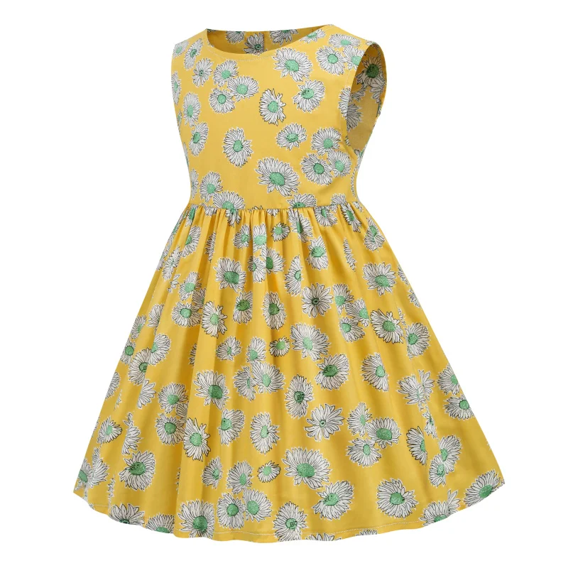 2021 Nowy Przyjazd Sukienkę Dla dziewczyn Bawełny, Bez Rękawów, Odzież Dziecięca Księżniczka Sukienka Kwiatowy Kwiat Odzież Dziecięca Odzież