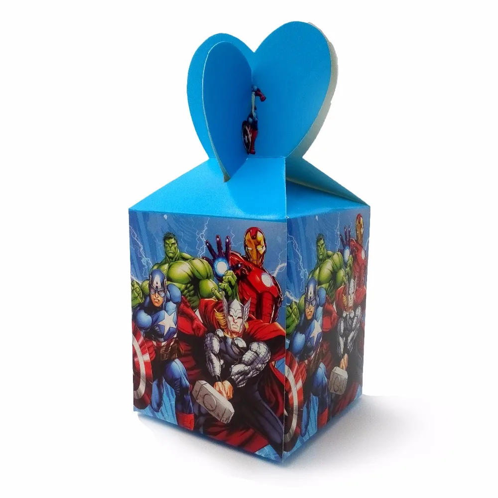 6 szt./kpl. The Avengers Party Supplies Paper Candy Box Kids Cartoon Birthday Party Decorations Avengers Paper Candy Box Party 1