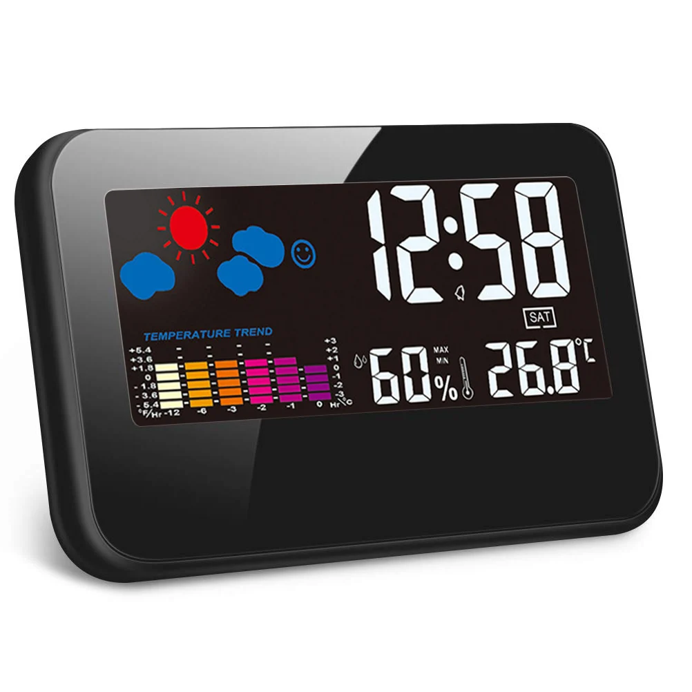 Wielofunkcyjny Elektroniczny Budzik Cyfrowy Wyświetlacz LCD Czas Temperatura Wilgotność Wyświetlacz Kalendarz, Podświetlenie Tabeli Zegar Cyfrowy