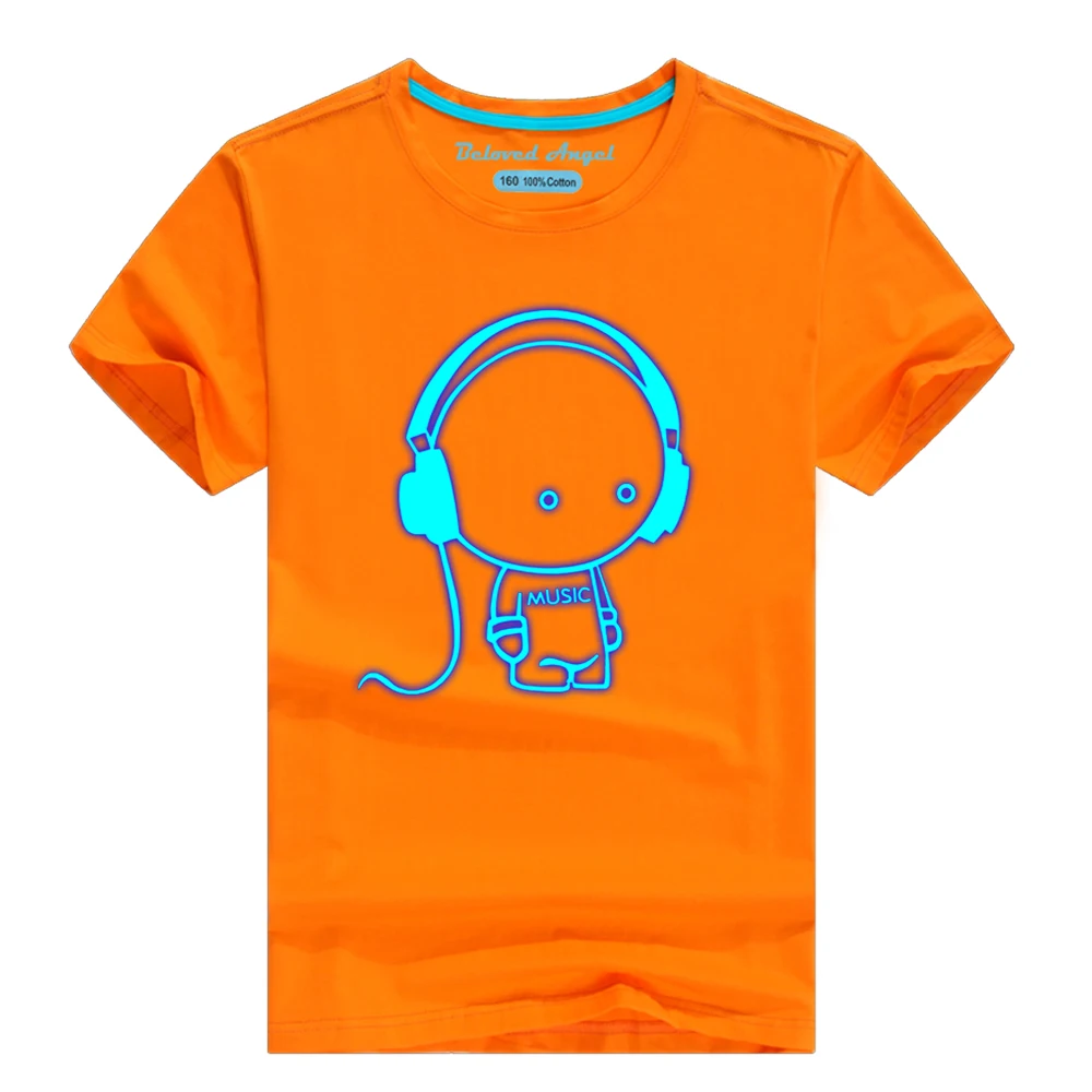 Odzież Dziecięca T-Shirt Dla Chłopców Koszulka 3-15 Lat Świecące Bawełniane Bluzki Dla Dziewczyn Baby Glow In Dark Odzież Dziecięca Koszulka