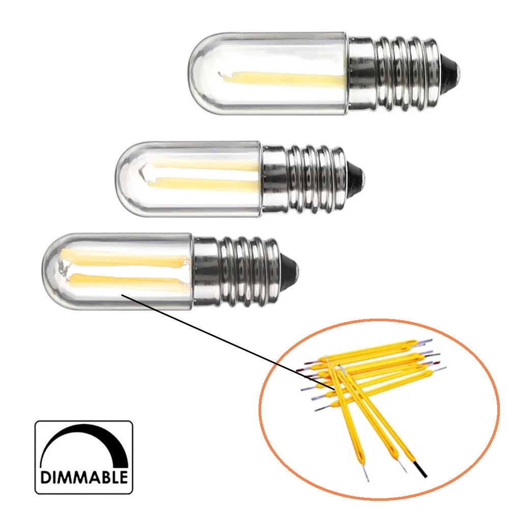 Mini E14 LED Lodówka Zamrażarka Nić Światła COB Dimmable Lampy 1w 2w 4w 220 W Lampy Ciepły / Zimny Biały Lampy Oświetlenie