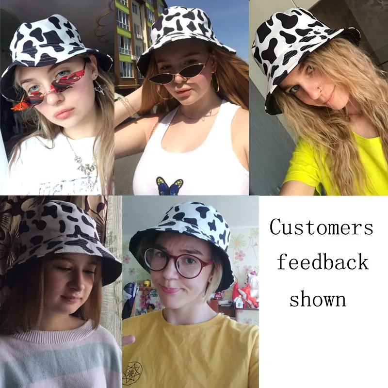 2021 Nowa Moda Cofania Czarny Biały Krowa Druku Wiadro Kapelusz Panama Letnie Okulary czapki Dla kobiet, Mężczyzn Rybak Kapelusz