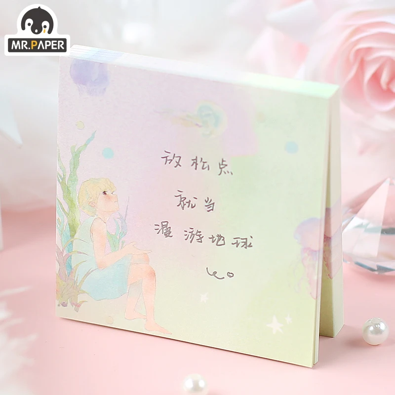Mr. paper Designs 4 100 Pcs/book Ins Style Alice Dreamland Series Loose Leaf Memo Pads Creative DIY Hand Account Decor Material