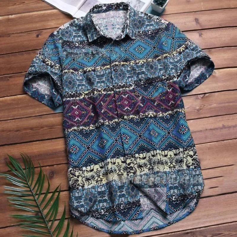 Męskie Plaża Hawajska Koszula Tropikalne Lato Z Krótkim Rękawem Vintage Koszula Mężczyzny Dorywczo Temat bawełniane Koszule na guziki Plus Rozmiar S-6XL