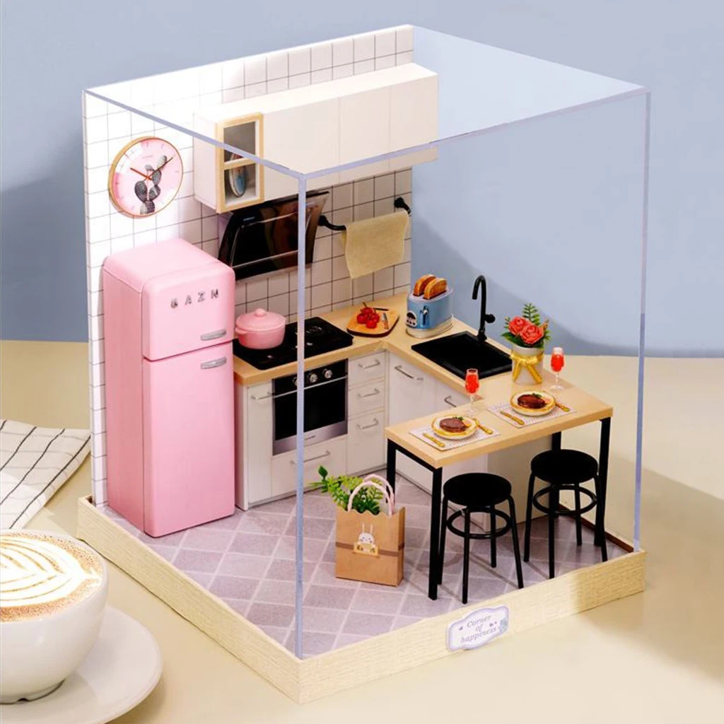 1/24 DIY Cabin Dollhouse Handcraft Miniaturowy Zestaw Kuchenny Zabawka - Smak Życia Domek dla Lalek Miniatury Akcesoria