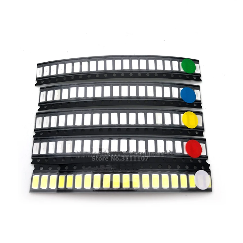 100 SZT./LOT Super Jasne 3528 1210 SMD LED Czerwony/Zielony/Niebieski/Żółty/Biały 20szt Każdy dioda led 3.5*2.8*1.9 mm 3528 R/G/B/W/Y 5 Wartości