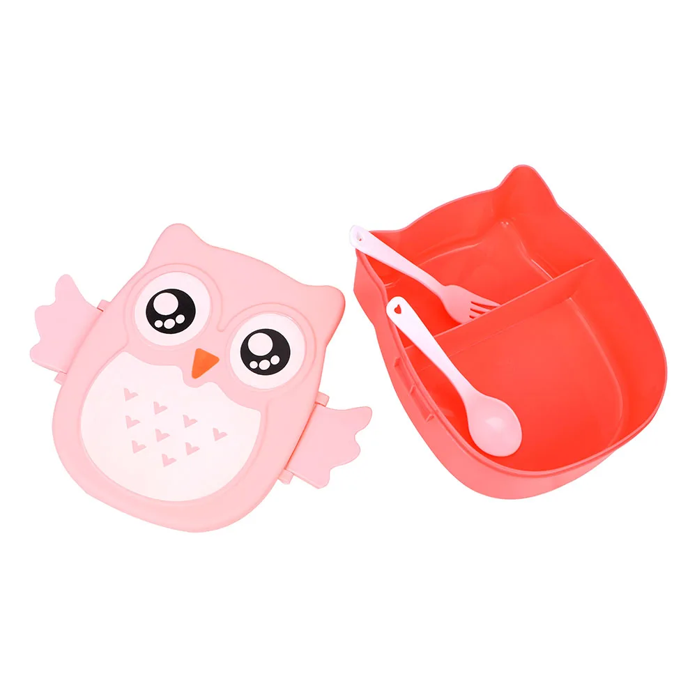 NICEYARD Children Bento Boxes Owl Shape Lunch Box Food Container Storage Case Lunchbox Plastic with Spoon Fork Cute 900ML