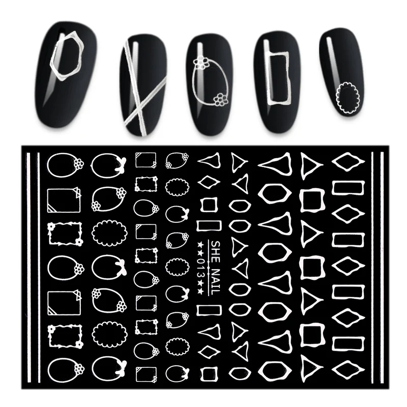 2021 3D nail stickers Star wzór stickers for nail design fashion Geometry Adhesive Nail Decals Foil Design