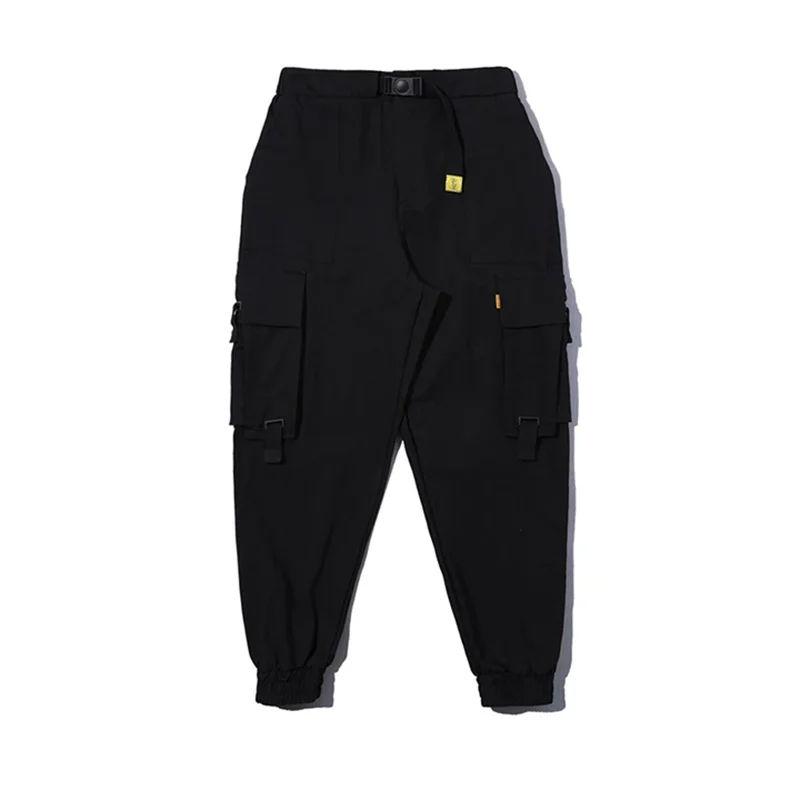 Mężczyźni Oversize Hip-Hop Czarne Spodnie-Cargo Biegacze Sportowe Spodnie Ogrodniczki Męskie taśmy Meble Odzież Spodnie Moda Casual Spodnie