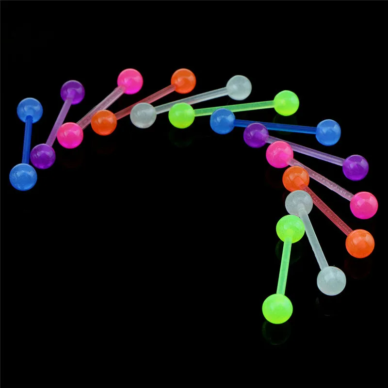 20 szt./lot Kolorowe Elastyczne z Tworzyw sztucznych Język Sutek Spinka Bar Pierścień Prowadzący Piercing Biżuteria Do Ciała