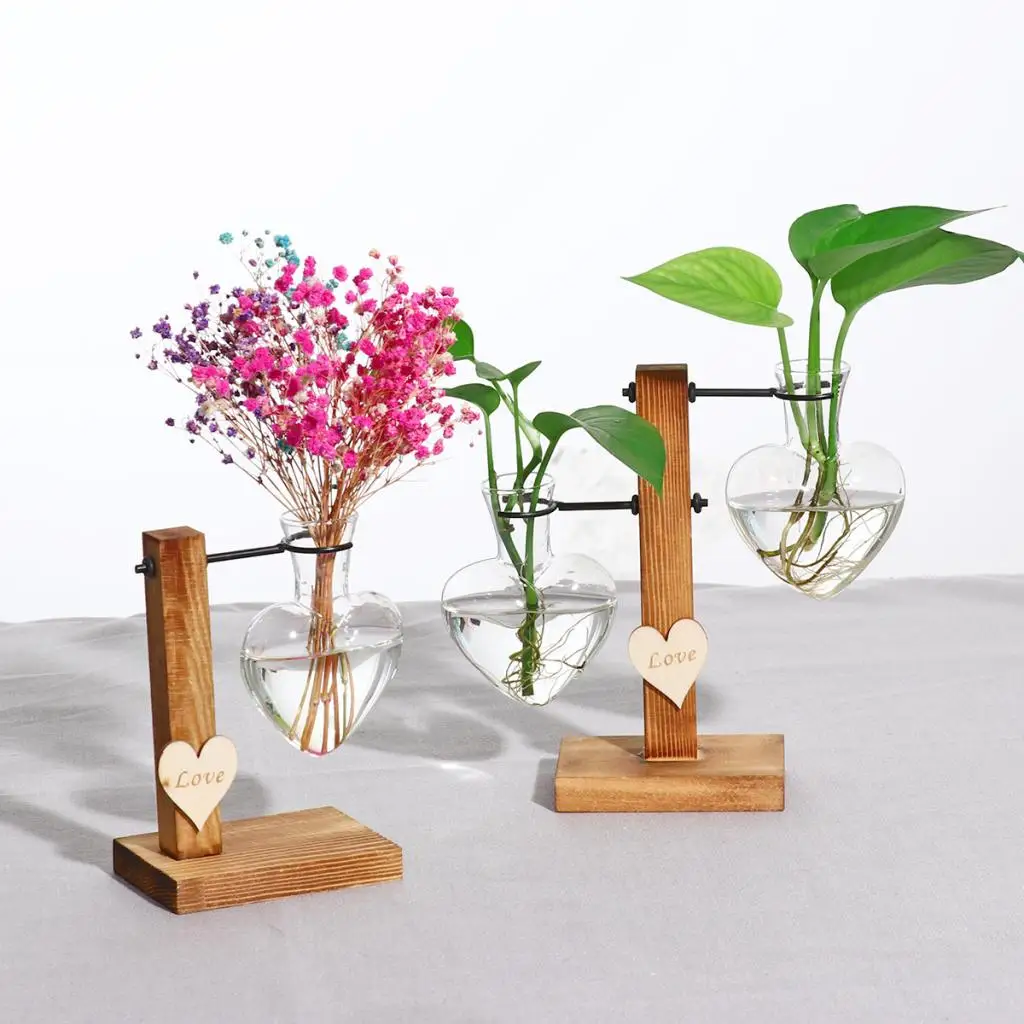 Probówka wazonów Drewniana Podstawka Doniczki dla hydroponicznych Roślin Biuro Dekoracje do domu