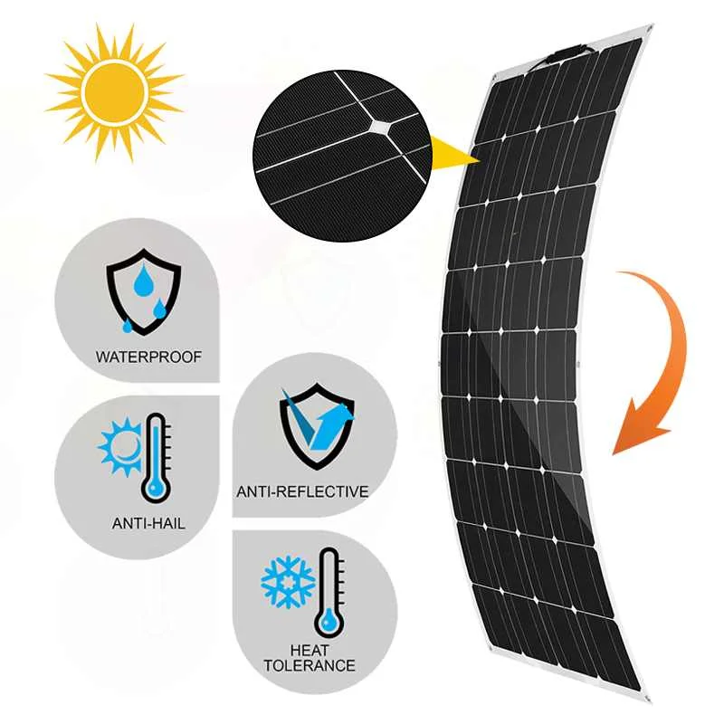 Elastyczny Panel Słoneczny Zestaw Pełny 250 W 500 W Panel Słoneczny Układ Energetyczny Smartfon Ładowarka Słoneczny Generator Samochód Kempingowy