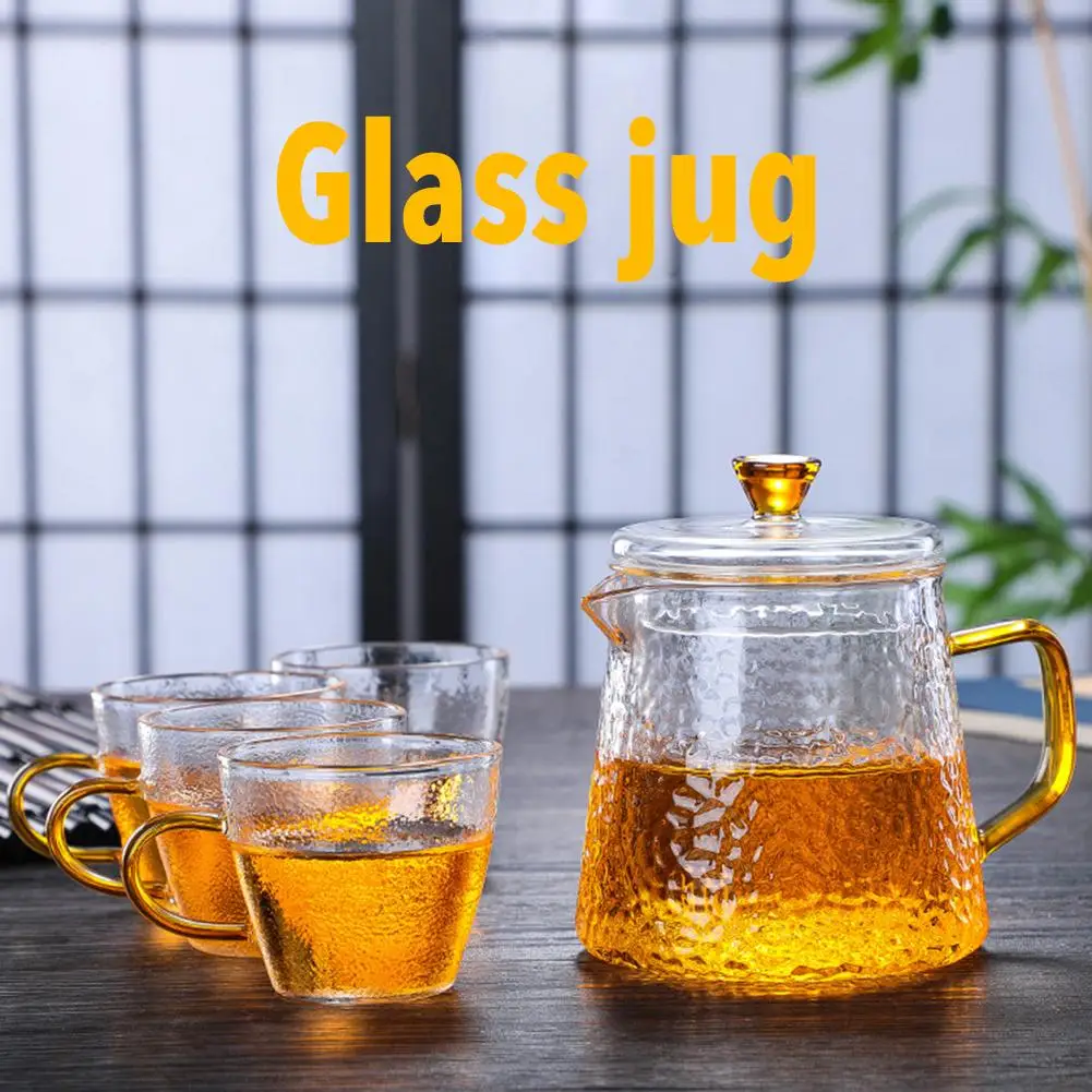 400 ml Szklany czajniczek do Herbaty odporna na wysokie temperatury Kawy Kwiatowy lub Herbaty Z 4 Filiżankami Woda, Mleko do Kawy lub Herbaty Garnek Przezroczysty Pojemnik Na Sok