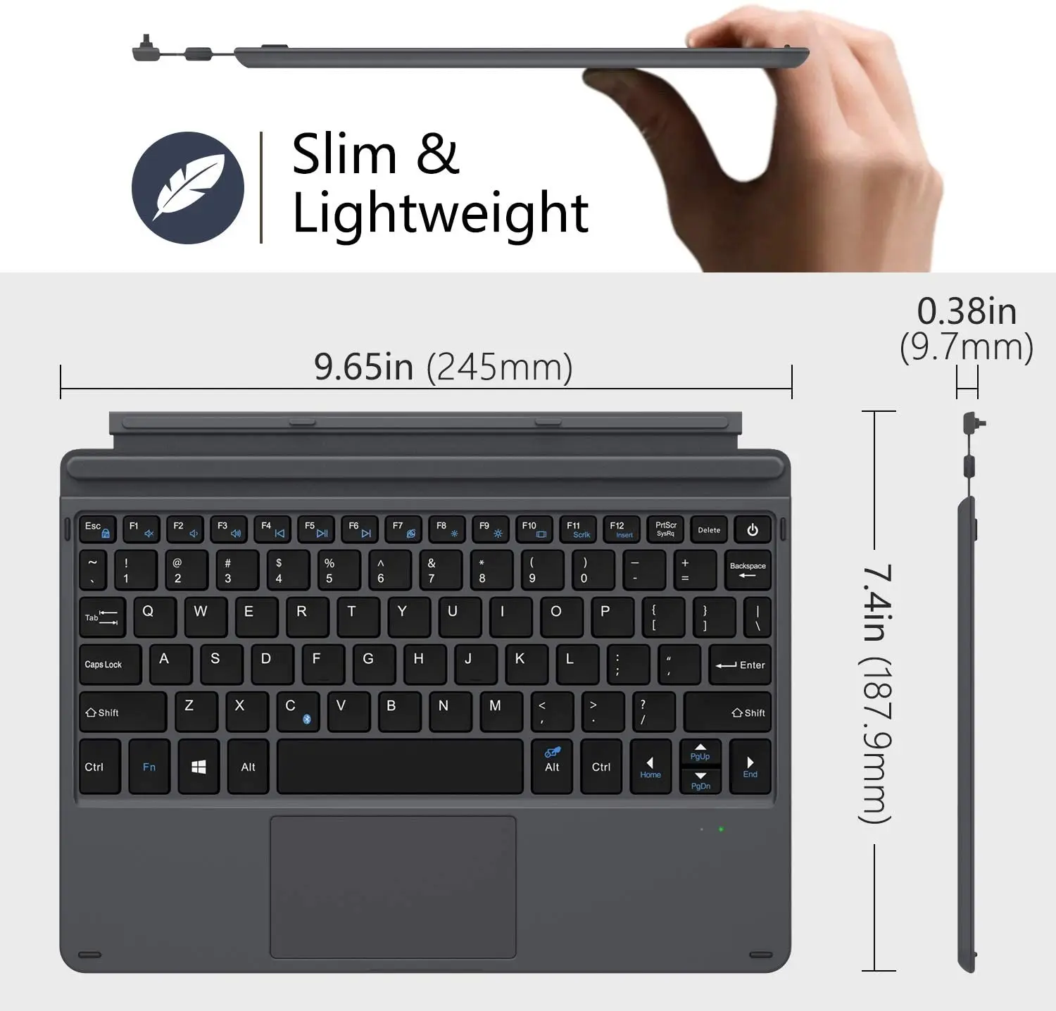 Typ Okładki dla Microsoft Surface GO 10,Ultra Przenośna Bezprzewodowa Klawiatura Bluetooth+Touchpad dla Surface GO 1/2 10