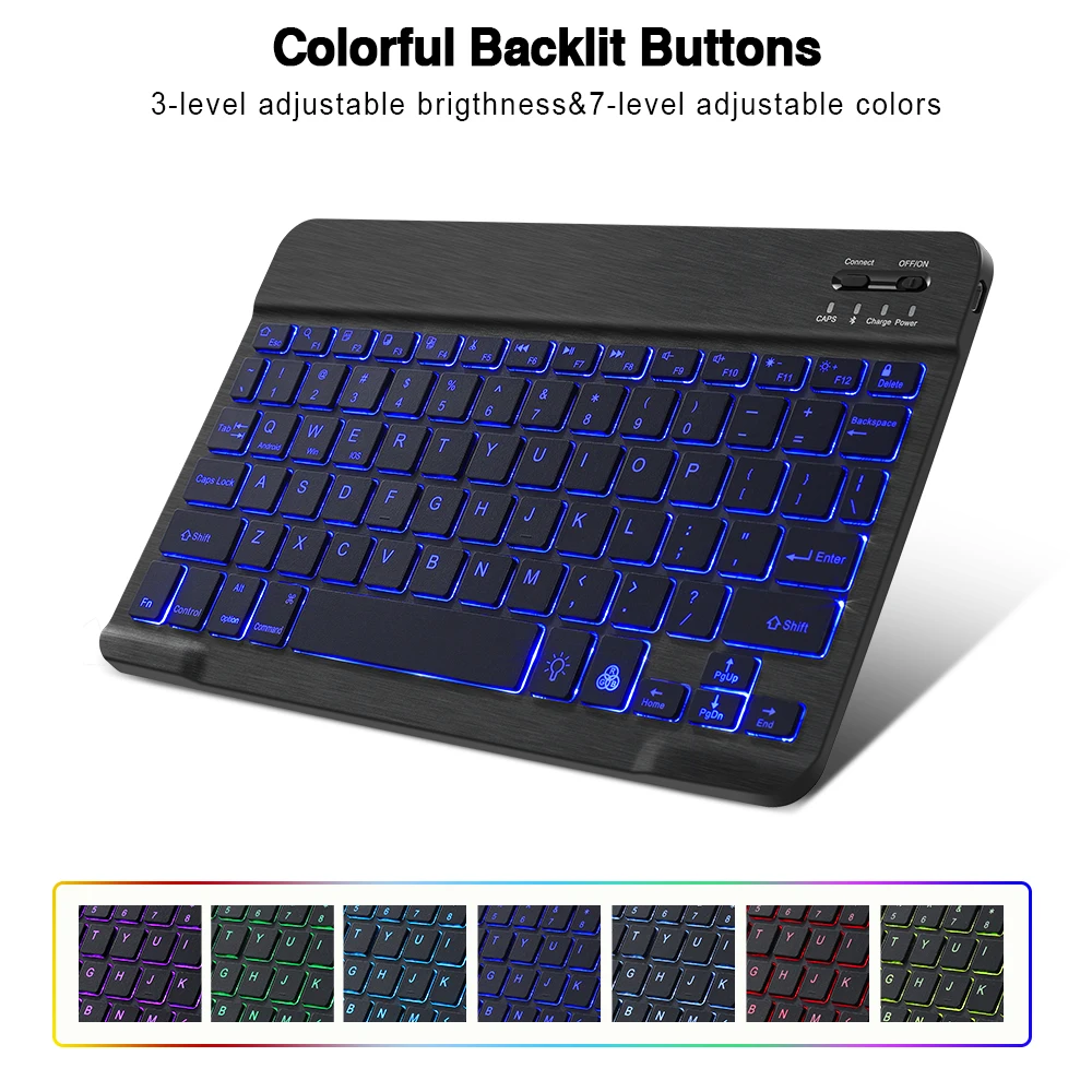 Mini LED Bluetooth klawiatura i Mysz RGB Bezprzewodowa Klawiatura Z Podświetleniem Myszy Russain ipada, Klawiatura Do Tabletu, Telefonu, Laptopa