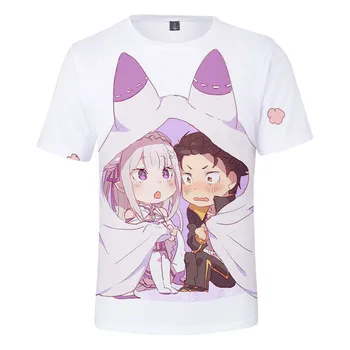 Letnia Gorąca Wyprzedaż Anime Re Zero 3d Drukowane t-shirt Moda Casual Hip-hop Harajuku Z Krótkim Rękawem Okrągły dekolt Oversize Bluzki