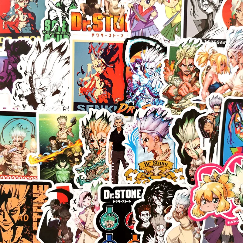 10/30/50 szt./lot Dr. STONE Anime Stickers Janpanese Anime Sticker PVC Wodoodporny Do laptopa Bagaż Samochodu Deskorolka Laptopa