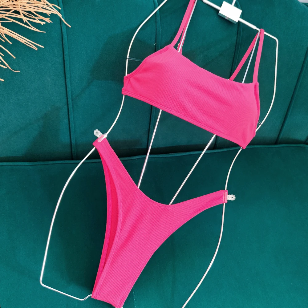 Selera neon różowy zestaw bikini stringi bikini strój kąpielowy dla kobiet z wysokim stanem kostium kąpielowy dla kobiet leopard biustonosz plus rozmiar stroje kąpielowe wiersz