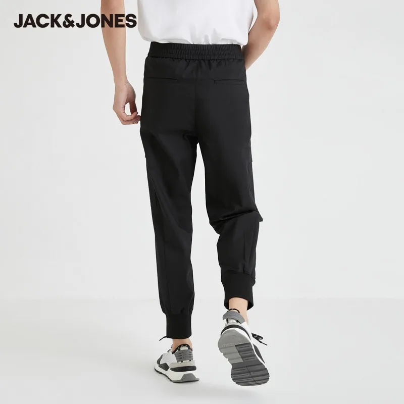 JackJones Męskie bawełniane Duże kieszonkowe Żebra na dole wiązane po kostki Kuse Spodnie Cargo|220114513