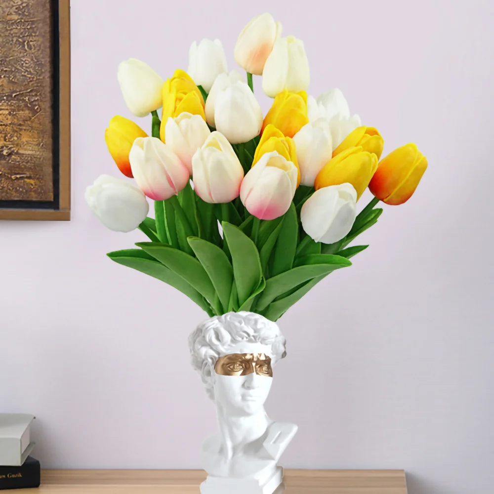 10SZT Tulipan Sztuczny Kwiat Prawdziwe Uczucie Bukiet Ślub Gospodarstwa Kwiaty, Dekoracje Domu i Ogrodu Fałszywe PU Plastikowy Kwiat