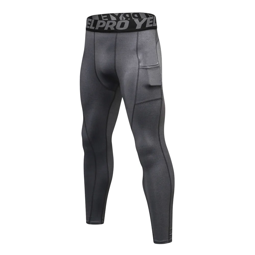 Męskie wąskie treningowe kieszonkowe pot spodnie szybkoschnące elastyczne uciskowe spodnie ciepłe, wygodne, oddychające 04*