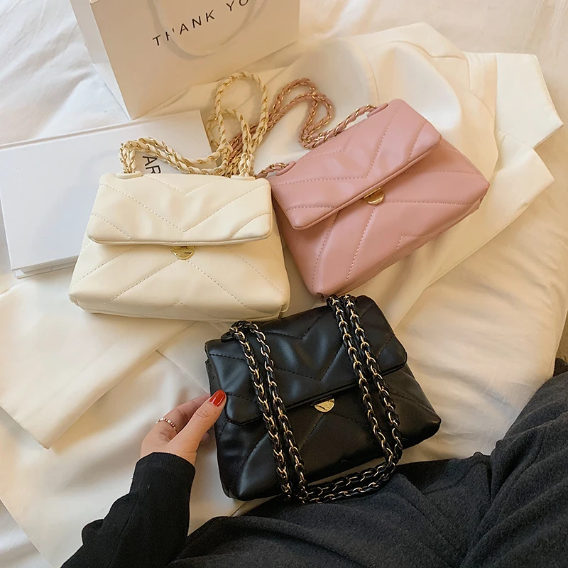 Różowy V-kształtna torba na ramię dla kobiet 2021 Letnia moda Sac Podstawowe damska torba na ramię Damskie torby i torebki z uchwytem