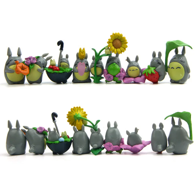 9 szt. Kawaii Miniaturowy Totoro Bajki Rysunek Ghibli Wielkanocne Figurki Model Ornament Wystrój Domu Stół Dekoracji Ogrodu Akcesoria