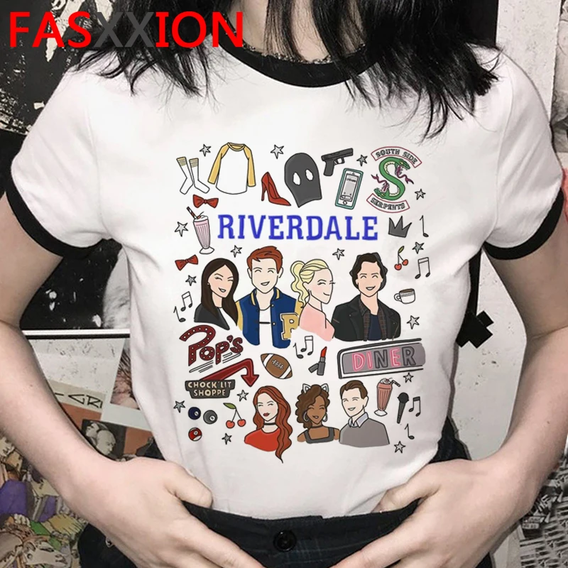Riverdale Southside Serpents Snake South Side Serpents odzież damska koszulka damska biała koszulka para vintage odzież z nadrukiem kawaii