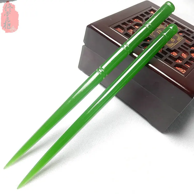 Chiny Jade Zielony Bambus Spinka Jade Szpilka Ozdoba Głowy Dziewczyny Akcesoria Do Włosów