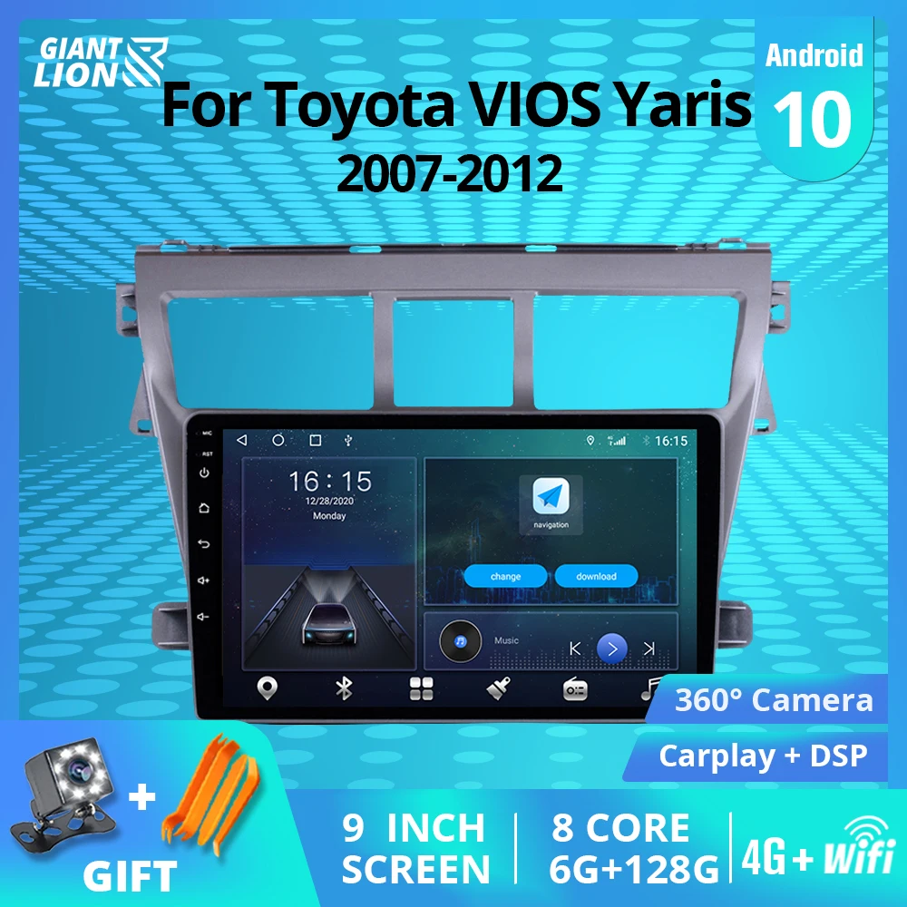 2DIN z systemem Android 10 Radio Samochodowe Do Toyota VIOS Yaris 2007-2012 GPS Nawigacja Auto Radio Stereo Odbiornik DSP Samochodowy Odbiornik NO 2DIN DVD