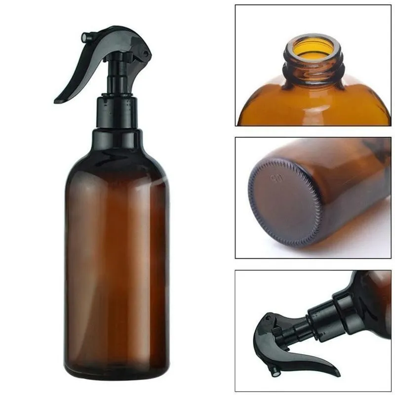 500 ml Duże Puste Bursztynowe Butelki Plastikowe Z Pokrywą Do Przechowywania Czarny Wyzwalacz Mgła Spray Przepływ Olejku Czyszczący Produkt
