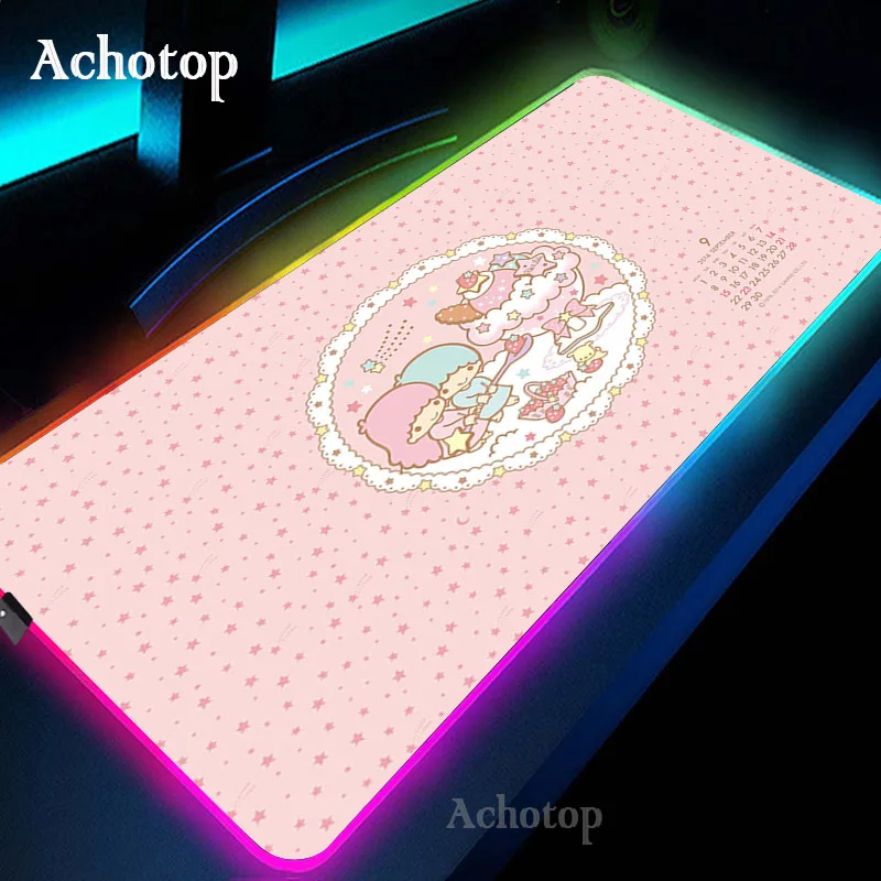 Kawaii RGB Gaming Mouse Pad Large Size Colorful Luminous for PC Computer Desktop Anime LED Light Desk Mat Gaming Keyboard Pads