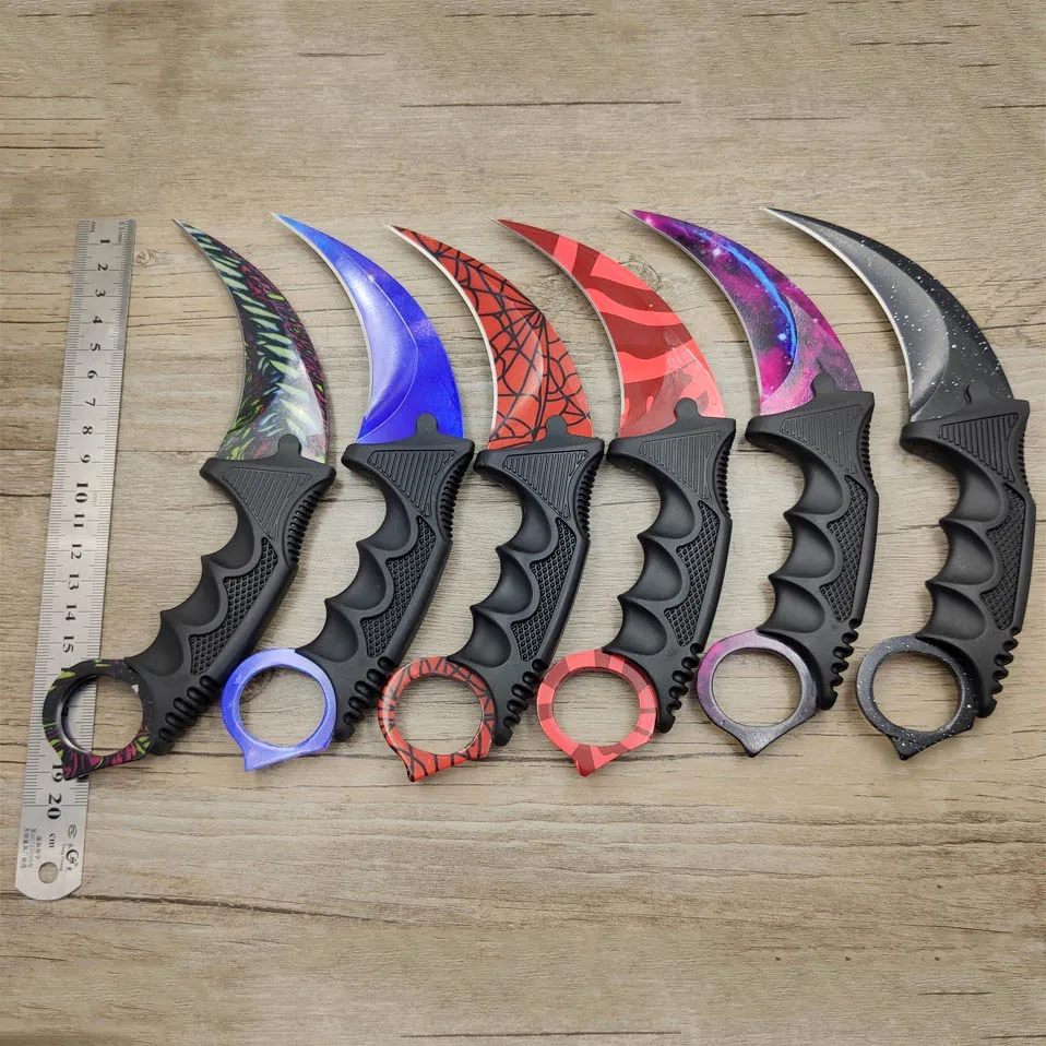 Nóż Karambit CS GO, Counter Strike claw tactical survival TiNeck Knife Pantofelku Real game Knife rainbow camping fix blade knife