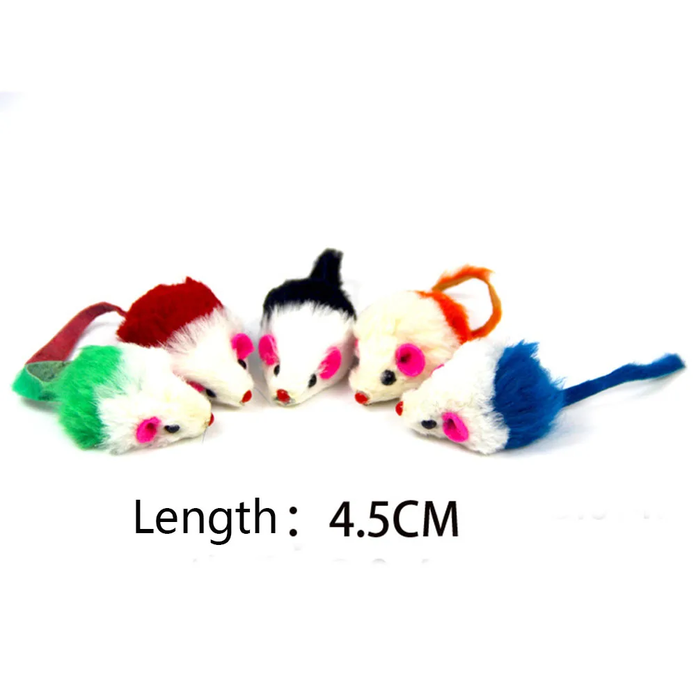 5 szt./lot Miękki Polar Fałszywy Mysz Kot Zabawki Kolorowe Pióro Śmieszne Gry Zabawki dla Kotów Kotek bicolor królicza Skóra Mysz Mini